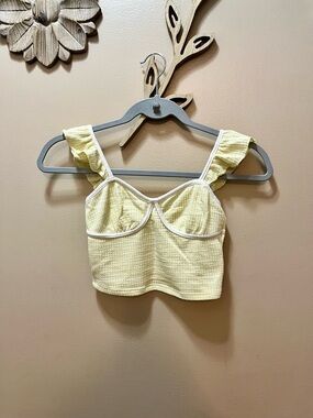 Caution To The Wind Yellow Bustier Crop Top Size Small